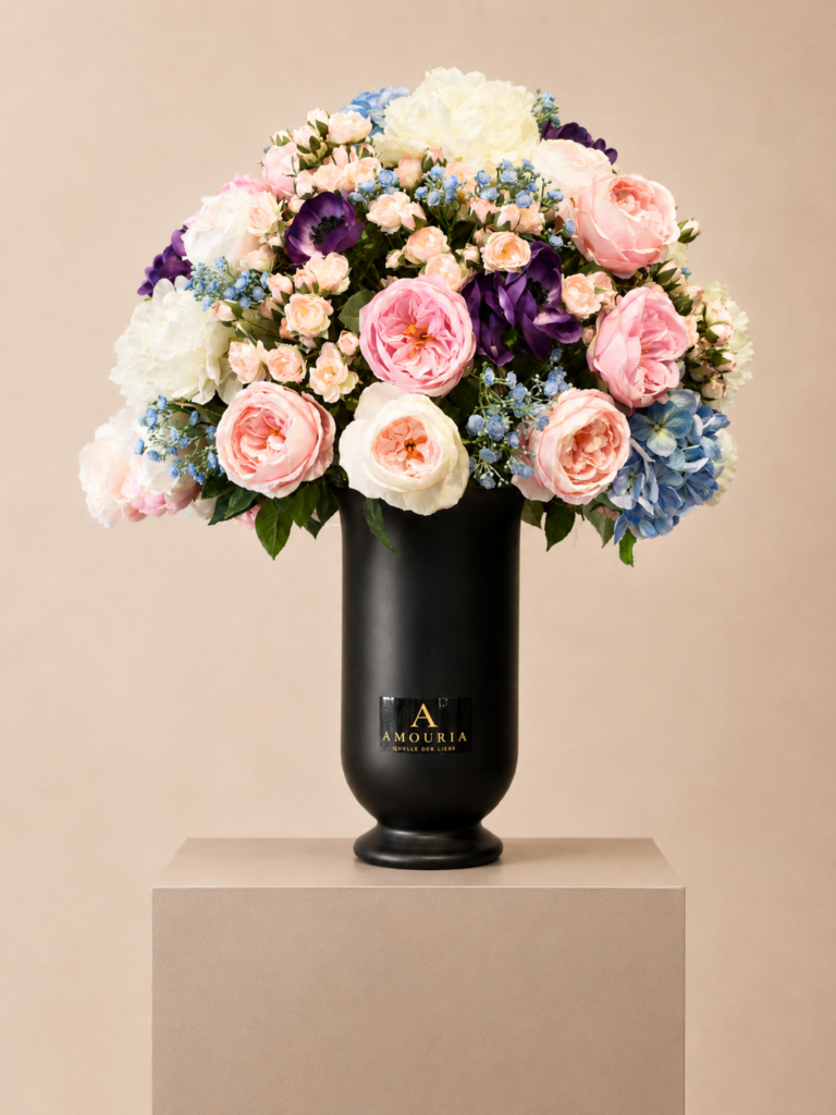 Amouria Blumen Klagenfurt Kärnten Lieferung online bestellen Blumenstrauß Rosen Gypsofhila Anemone Sprayrosen