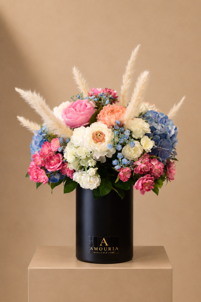 Amouria Blumen Klagenfurt Kärnten Lieferung online bestellen Blumenstrauß Sprayrosen Hydragea Gypsofila