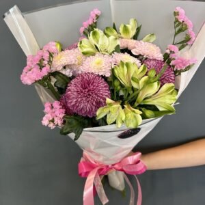 Amouria Blumen Klagenfurt K&auml;rnten Lieferung online bestellen Blumenstrau&szlig; Pink Serenade, Chrysanthemen, Alstromerie,Limonium